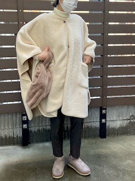 「CIAOPANIC TYPY（チャオパニックティピー）のアイテム（ポンチョ）」を使った、なみなみなさん（レディース・156cm）の冬コーディネート