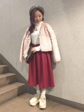 「ミディスカート」｜ゆきなめこさん（レディース・145cm）の冬コーディネート