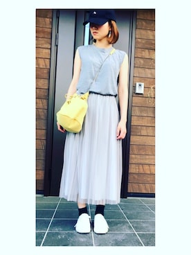 「UNIQLO（ユニクロ）のアイテム（スニーカー、ホワイト系）」を使った、chiiikaさん（レディース・156cm）の夏コーディネート