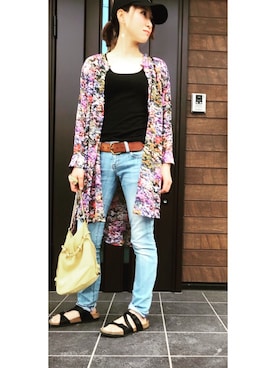 「brossのアイテム（キャップ、ブラック系）」を使った、chiiikaさん（レディース・156cm）の夏コーディネート