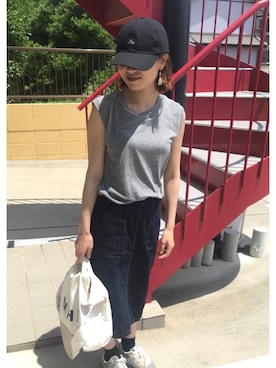 「NEW BALANCE（ニューバランス）のMRL996（スニーカー、ブラック系）」を使った、chiiikaさん（レディース・156cm）の夏コーディネート