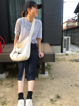 「UNIQLO（ユニクロ）のアイテム（スニーカー、ホワイト系）」を使った、chiiikaさん（レディース・156cm）の夏コーディネート