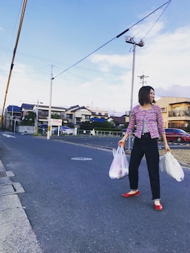 「E.PORSELLI（ポルセッリ）のアイテム（バレエシューズ、レッド系）」を使った、chiiikaさん（レディース・156cm）の秋コーディネート