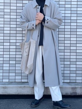 「フォローミー」｜「アイテム（ステンカラーコート）」を使った、yu___naoさん（メンズ・175cm）の冬コーディネート