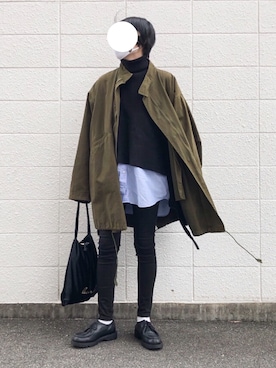 「kutir（クティール）のアイテム（モッズコート）」を使った、reiさん（レディース・164cm）の冬コーディネート