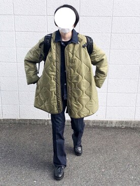 「アイテム（ミリタリージャケット）」を使った、reiさん（レディース・164cm）の冬コーディネート