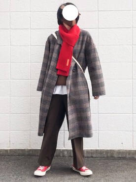 「ADAM ET ROPE'（アダムエロペ）のアイテム（チェスターコート）」を使った、reiさん（レディース・164cm）の冬コーディネート