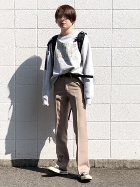 「Wrangler」｜「アイテム（スウェット）」を使った、reiさん（レディース・164cm）の春コーディネート