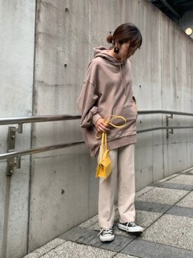 「ジーナシス」｜「アイテム（パーカー）」を使った、JEANASIS yukiさん（レディース・151cm）の秋コーディネート