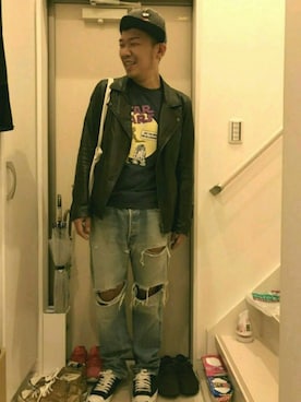 「H&M（エイチ・アンド・エム）のアイテム（バッグ、ホワイト系）」を使った、ryotaさん（メンズ・167cm）の春コーディネート