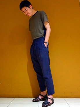「umit benan（ウミットベナン）のアイテム」を使った、古川元気さん（メンズ・176cm）の春コーディネート