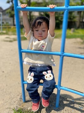 「MIKI HOUSE（ミキハウス）のアイテム（その他パンツ）」を使った、kyoto37さん（キッズ・70cm）の春コーディネート