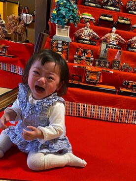 「Tartine et Chocolat（タルティーヌエショコラ）のアイテム（ワンピース/ドレス）」を使った、kyoto37さん（キッズ・70cm）の春コーディネート