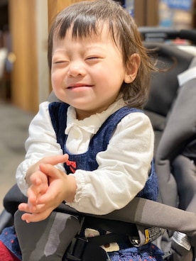 「MIKI HOUSE（ミキハウス）のアイテム（ワンピース/ドレス）」を使った、kyoto37さん（キッズ・70cm）の春コーディネート