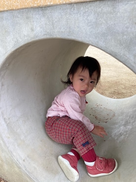 「Familiar （ファミリア）のアイテム（パンツ）」を使った、kyoto37さん（キッズ・70cm）の春コーディネート