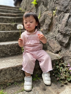 「PETIT BATEAU（プチバトー）のアイテム（オールインワン・サロペット）」を使った、kyoto37さん（キッズ・70cm）の春コーディネート