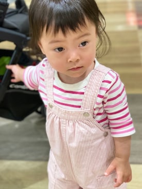 「PETIT BATEAU（プチバトー）のアイテム（オールインワン・サロペット）」を使った、kyoto37さん（キッズ・70cm）の春コーディネート
