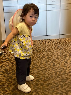 「MIKI HOUSE（ミキハウス）のアイテム（デニムパンツ）」を使った、kyoto37さん（キッズ・70cm）の夏コーディネート