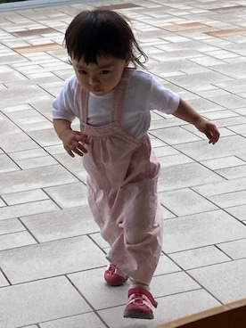 「PETIT BATEAU（プチバトー）のアイテム（オールインワン・サロペット）」を使った、kyoto37さん（キッズ・70cm）の夏コーディネート