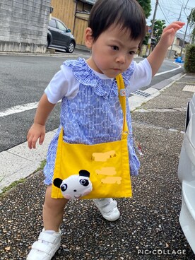「Tartine et Chocolat（タルティーヌエショコラ）のアイテム（ワンピース/ドレス）」を使った、kyoto37さん（キッズ・70cm）の秋コーディネート
