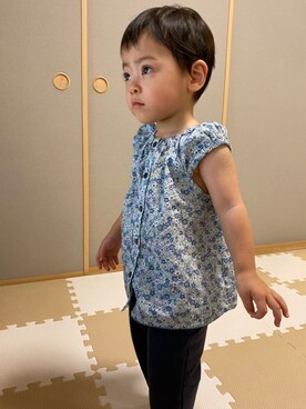 「MIKI HOUSE（ミキハウス）のアイテム（デニムパンツ）」を使った、kyoto37さん（キッズ・70cm）の夏コーディネート