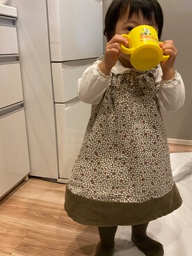 「Tartine et Chocolat（タルティーヌエショコラ）のアイテム（ワンピース/ドレス）」を使った、kyoto37さん（キッズ・80cm）の冬コーディネート