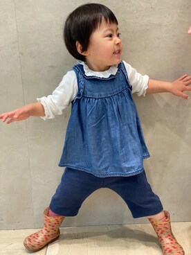 「Tartine et Chocolat（タルティーヌエショコラ）のアイテム（ワンピース/ドレス）」を使った、kyoto37さん（キッズ・80cm）の冬コーディネート