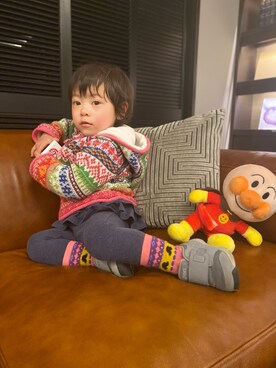 「MIKI HOUSE（ミキハウス）のアイテム（レッグウェア）」を使った、kyoto37さん（キッズ・80cm）の冬コーディネート