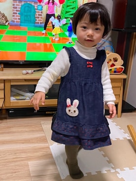 「MIKI HOUSE（ミキハウス）のアイテム（ワンピース/ドレス）」を使った、kyoto37さん（キッズ・80cm）の冬コーディネート