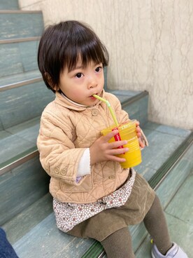 「Tartine et Chocolat（タルティーヌエショコラ）のアイテム（ワンピース/ドレス）」を使った、kyoto37さん（キッズ・80cm）の冬コーディネート