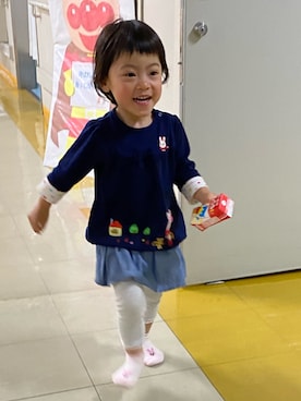 「MIKI HOUSE（ミキハウス）のアイテム（レッグウェア）」を使った、kyoto37さん（キッズ・80cm）の春コーディネート