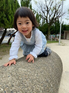 「MIKI HOUSE（ミキハウス）のアイテム（デニムパンツ）」を使った、kyoto37さん（キッズ・80cm）の春コーディネート