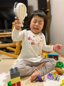 「MIKI HOUSE（ミキハウス）のアイテム（レッグウェア）」を使った、kyoto37さん（キッズ・80cm）の春コーディネート