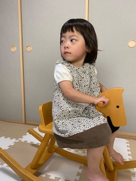 「Tartine et Chocolat（タルティーヌエショコラ）のアイテム（ワンピース/ドレス）」を使った、kyoto37さん（キッズ・80cm）の春コーディネート