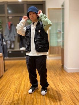 「NANO universe（ナノユニバース）のアイテム（帽子）」を使った、nano・universe ららぽーと海老名 Mensさん（メンズ・157cm）の冬コーディネート