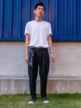 「IMMENSE（イメンス）のアイテム」を使った、郭桂格さん（メンズ・180cm）の春コーディネート