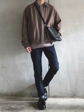 「ZOZO（ゾゾ）のストレートデニムパンツ［MEN］（デニムパンツ）」を使った、komさん（メンズ・175cm）の冬コーディネート