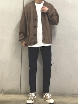 「ZOZO（ゾゾ）のストレートデニムパンツ［MEN］（デニムパンツ）」を使った、komさん（メンズ・175cm）の春コーディネート