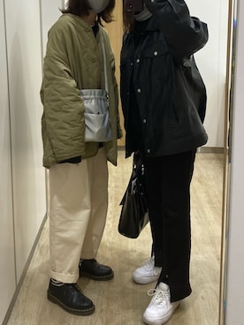 「アイテム（ノーカラージャケット）」を使った、カノさん（レディース・160cm）の冬コーディネート
