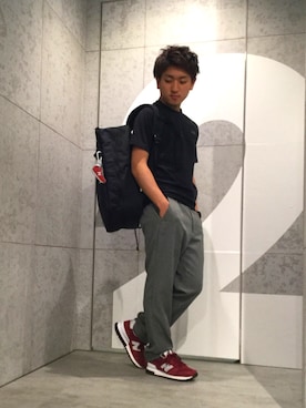 「アイテム（バックパック/リュック）」を使った、NEWBALANCEOSAKAさん（メンズ・157cm・10代）の春コーディネート