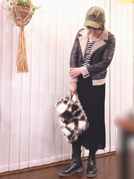 「Re:EDIT（リエディ）のアイテム（クラッチバッグ）」を使った、あなーにゃさん（レディース・167cm）の冬コーディネート