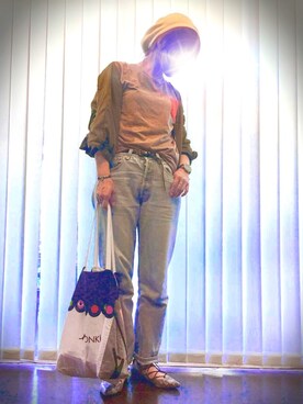 「MONKI（モンキ）のアイテム（バッグ）」を使った、あなーにゃさん（レディース・167cm）の夏コーディネート