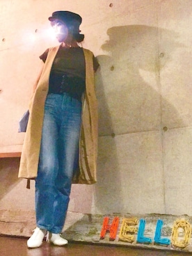「リブT」｜「アイテム（その他アウター）」を使った、あなーにゃさん（レディース・167cm）の秋コーディネート