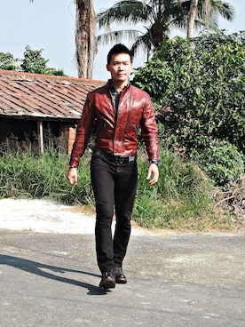 「BELSTAFF（ベルスタッフ）のアイテム（その他アウター）」を使った、林雨辰さん（メンズ・176cm）の冬コーディネート