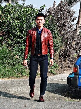 「BELSTAFF（ベルスタッフ）のアイテム（その他アウター）」を使った、林雨辰さん（メンズ・176cm）の冬コーディネート