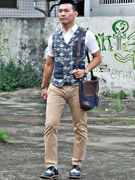 「Scarti-Lab（スカルティーラボ）のアイテム」を使った、林雨辰さん（メンズ・176cm）の夏コーディネート