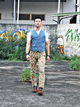 「Scarti-Lab（スカルティーラボ）のアイテム」を使った、林雨辰さん（メンズ・176cm）の秋コーディネート