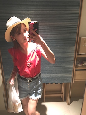 「CECIL McBEE（セシルマクビー）のアイテム（ハット）」を使った、ymc73ymcさん（レディース・163cm）の夏コーディネート
