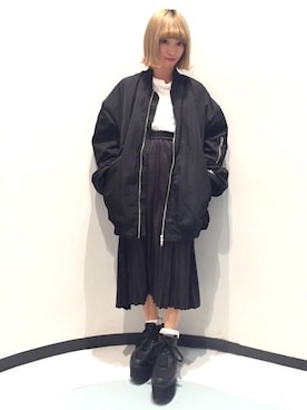 「PUNYUS（プニュズ）のアイテム（MA-1）」を使った、PUNYUS  さん（レディース・165cm）の冬コーディネート