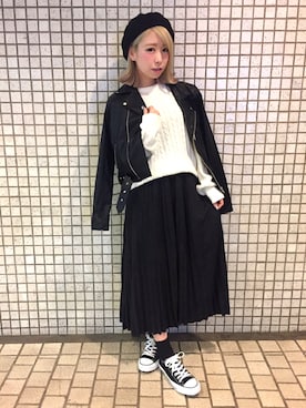 「PUNYUS（プニュズ）のアイテム（ライダースジャケット）」を使った、PUNYUS  さん（レディース・165cm）の冬コーディネート